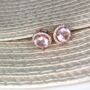 Round Rose Quartz 18k Rose Gold Plated Stud Earrings, thumbnail 1 of 4