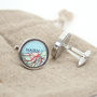 Personalised Map Wedding Anniversary Silver Cufflinks, thumbnail 4 of 8