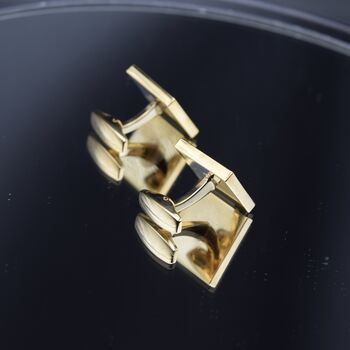 Square Pattern Gold Cufflinks Gift For Men 316 L Stainless Steel Vintage Accessory, 5 of 6