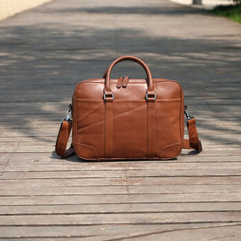 Minimalist Leather Briefcase Laptop Bag, 5 of 10