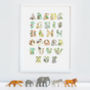 Kid's Bright Jungle Animal Alphabet Nursery Art Print, thumbnail 1 of 9