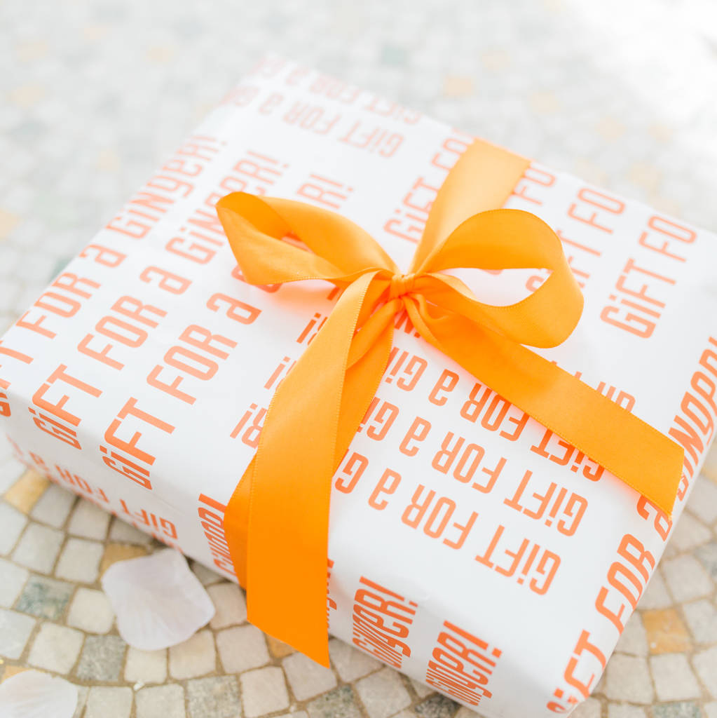 Gift For A Ginger Gift Wrap 1m X 1m By Pink Biscuits