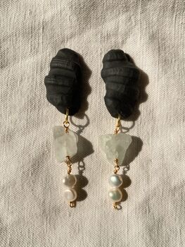 Abstract Scallop Shell Dangle Drop Statement Earrings, 10 of 11
