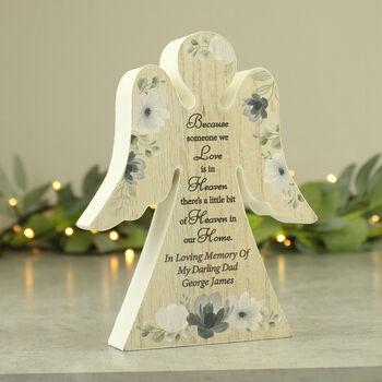 Personalised Memorial Wooden Angel Christmas Ornament, 2 of 6