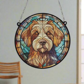 Labradoodle Stained Glass Effect Suncatcher, 4 of 6