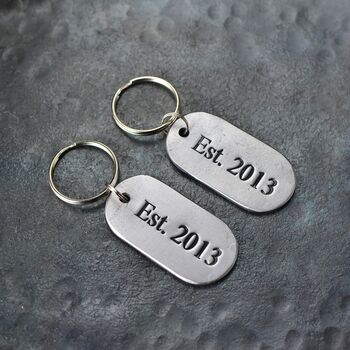 11th Anniversary Gift; Steel Dog Tag Key Ring, 3 of 12