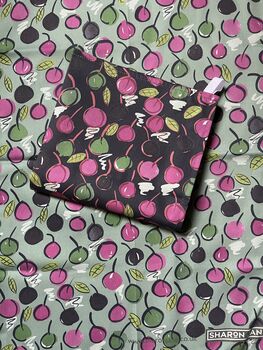 Cherry Pie Tea Towel Green / Pink, 5 of 5