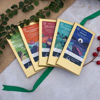 Organic Dark Chocolate Bars In Green Christmas Gift Box, 3 of 3
