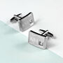 Personalised Silver Plated Cufflinks With Crystal, thumbnail 1 of 7