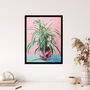 Spider Plant Lover Pink Green Blue Wall Art Print, thumbnail 4 of 6