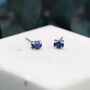 Sapphire Blue Oval Cz Stud Earrings Sterling Silver, thumbnail 4 of 12