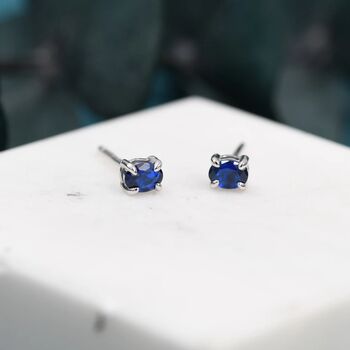 Sapphire Blue Oval Cz Stud Earrings Sterling Silver, 4 of 12