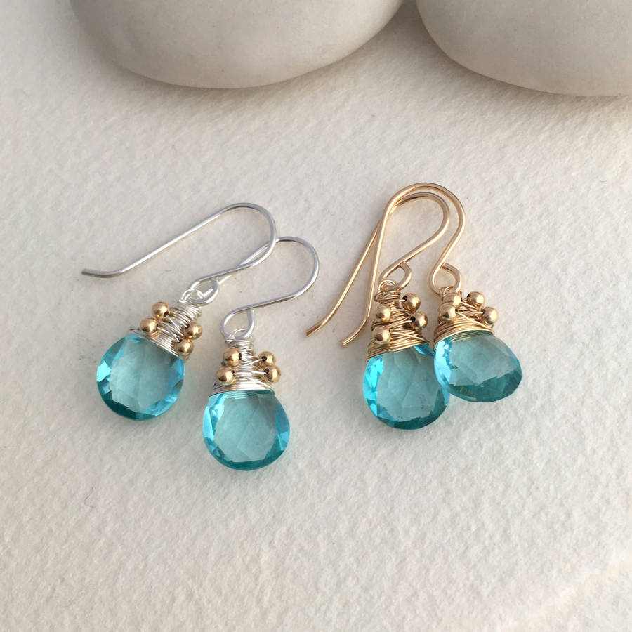 Aquamarine Quartz Drop Earrings By Sarah Hickey | notonthehighstreet.com