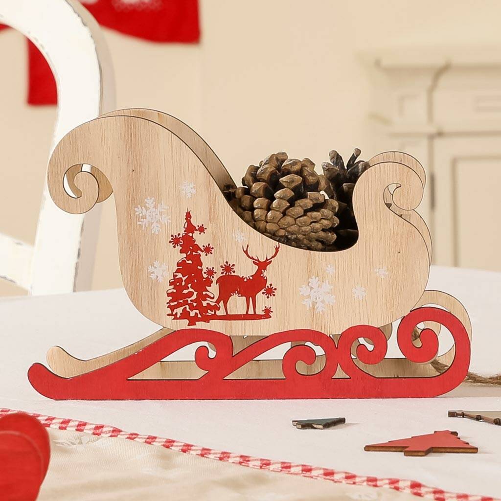 personalised wooden sleigh christmas decoration by dibor