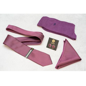 Dark Purple Tie Set And Socks Wedding Groomsmen Gift, 4 of 5