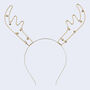 Gold Metal Reindeer Antler Headband With Bells, thumbnail 2 of 2