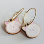 Cat Charm Gold Plated Hoop Earrings, thumbnail 6 of 7