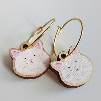 Cat Charm Gold Plated Hoop Earrings, 6 of 7
