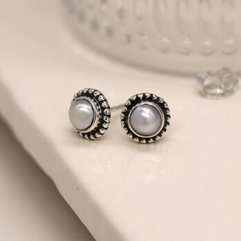 Sterling Silver Freshwater Pearl Stud Earrings, 3 of 11