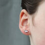 Silver Art Deco Pyramid Stud Earrings, thumbnail 2 of 11