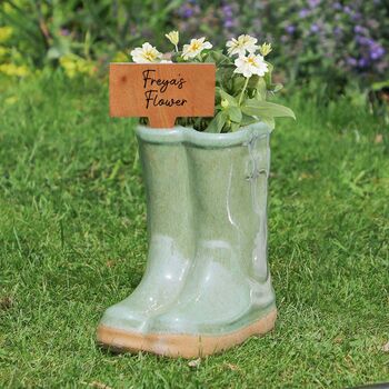 Personalised Green Welly Planters Set, 3 of 7
