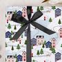 Three Sheets Of Snowy Village Wrapping Paper, thumbnail 1 of 2