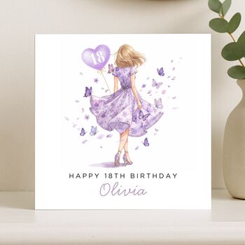 Personalised Lilac 18th Birthday Card For Her, 7 of 8
