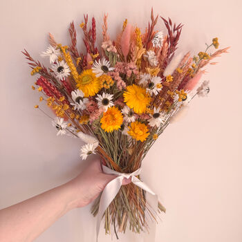 Orange And Yellow Dried Flower Bouquet, 7 of 7