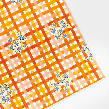Cottagecore Gingham Flower Wrapping Paper Sheet, 3 of 3