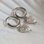 Heart Shaped Freshwater Pearls On Sterling Silver Hoops, thumbnail 5 of 8