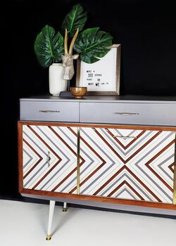1950's Sideboard With 3D Geometric Chevron Design, 3 of 8
