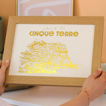 Personalised Cinque Terre Foiled Print Gift For Couples, 3 of 7