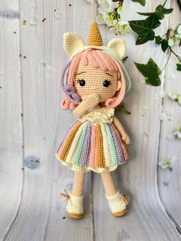 Handmade Crochet Unicorn Doll, Knit Doll, 8 of 12