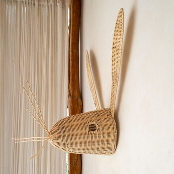 Handwoven Rattan Bunny Wall Sculpture, 2 of 4