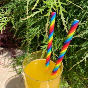 Rainbow Paper Drinking Straws Pack Of 38 Eco Straws, 6 of 6