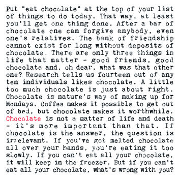 Chocolate Quotes Print, Gift For Chocolate Lovers, 3 of 7