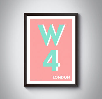 W4 Hammersmith London Postcode Typography Print, 9 of 10