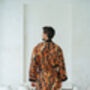 Red And Black Men's Full Length Batik Kimono Robe, thumbnail 4 of 6