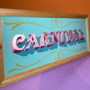 'Carnival' Gold Leaf Typography Wall Art Sign, 8 of 8