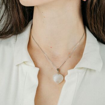 White Crystal Heart Shape Pendant Necklace, 6 of 9