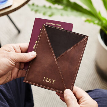 Personalised Leather Envelope Passport Holder, 2 of 3