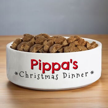 Personalised Christmas Dinner 15cm Medium Pet Bowl, 2 of 3
