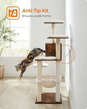Cat Tree 138cm Modern Cat Tower Washable Cushions, 10 of 12