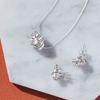 Sterling Silver Long Coiled Charm Drop Earrings, 7 of 10