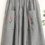 Tulip Embroidered Gingham Cotton Midi Skirt, thumbnail 6 of 7
