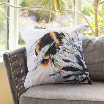 Inky Bumblebee Outdoor Cushion For Garden Furniture, 7 of 9