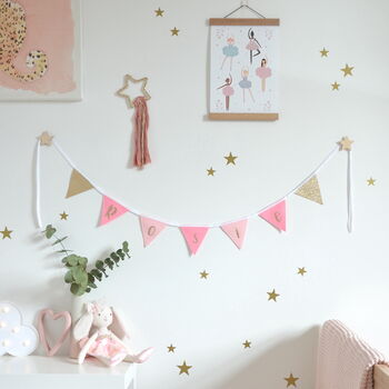 Personalised Pink And Gold Name Bunting, 2 of 6