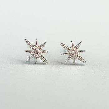 Sterling Silver Crystal Detail Star Stud Earrings, 3 of 6