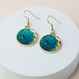 Rippled Blue Moon Gold Dangle Earrings, thumbnail 1 of 4