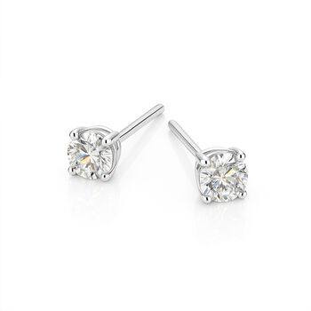 Sterling Silver Moissanite Diamond Stud Earrings – 4mm, 5mm, 6mm, 7mm, 3 of 4